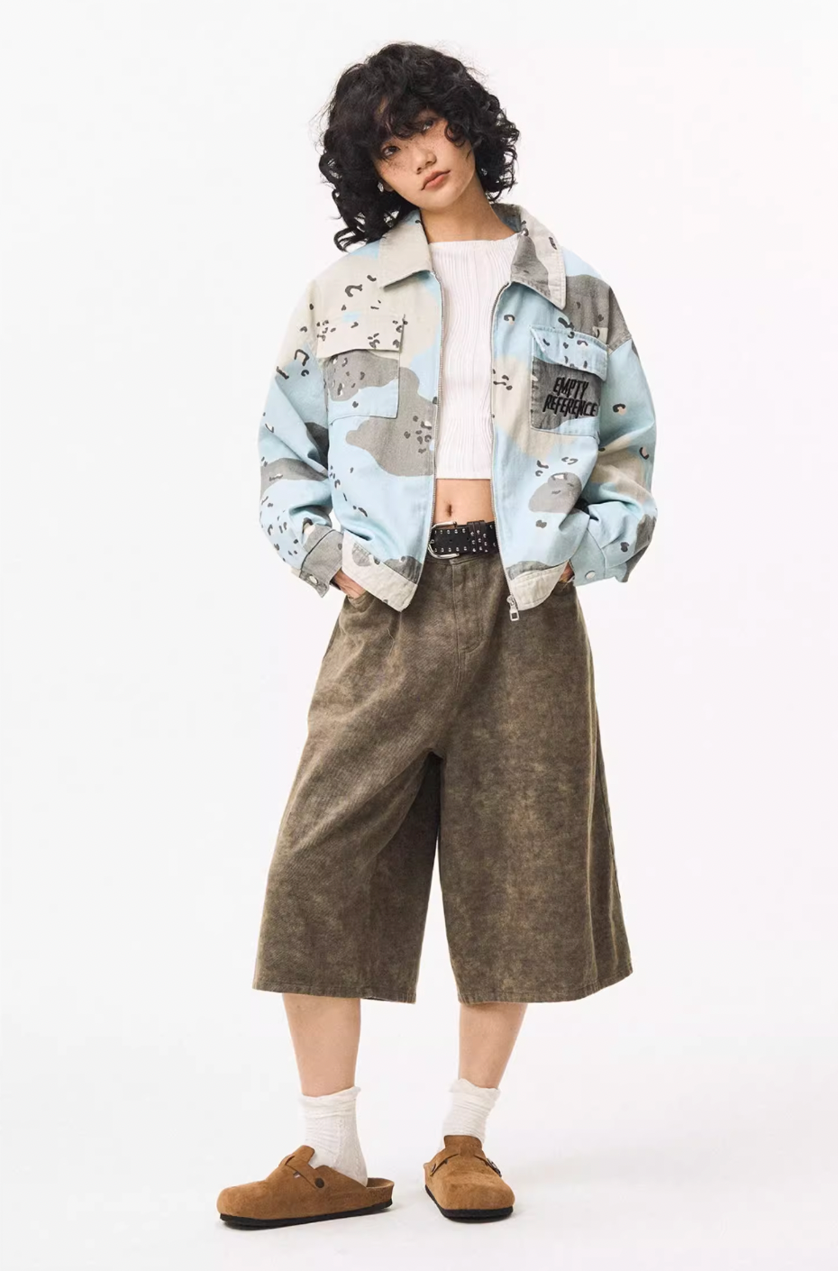 EMPTY REFERENCE Blue Camouflage Pockets Work Jacket