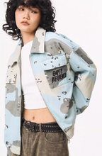 EMPTY REFERENCE Blue Camouflage Pockets Work Jacket