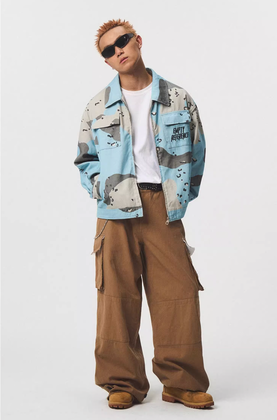 EMPTY REFERENCE Blue Camouflage Pockets Work Jacket