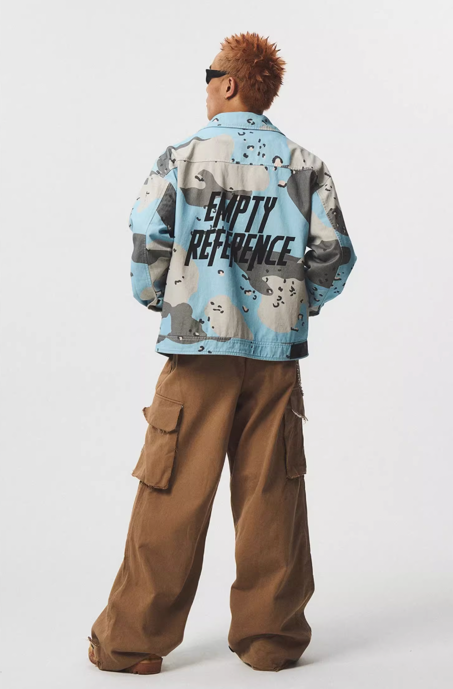 EMPTY REFERENCE Blue Camouflage Pockets Work Jacket