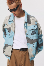 EMPTY REFERENCE Blue Camouflage Pockets Work Jacket