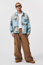EMPTY REFERENCE Blue Camouflage Pockets Work Jacket