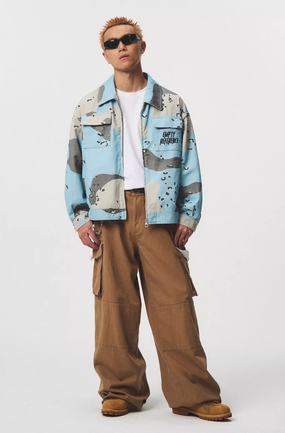 EMPTY REFERENCE Blue Camouflage Pockets Work Jacket