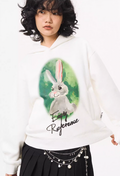 EMPTY REFERENCE Watercolor Rabbit Print Hoodie
