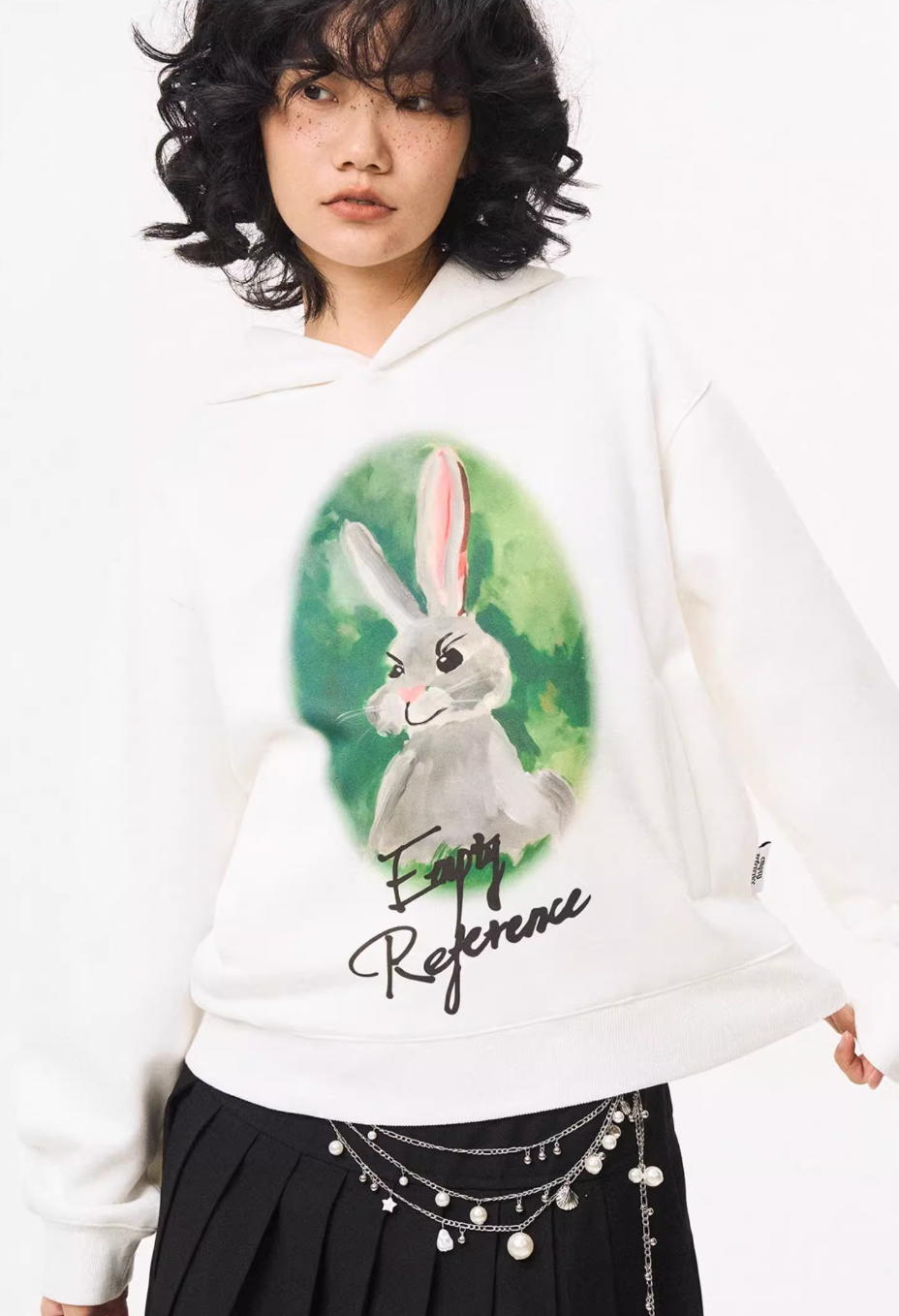 EMPTY REFERENCE Watercolor Rabbit Print Hoodie