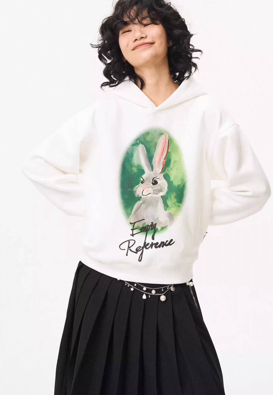 EMPTY REFERENCE Watercolor Rabbit Print Hoodie