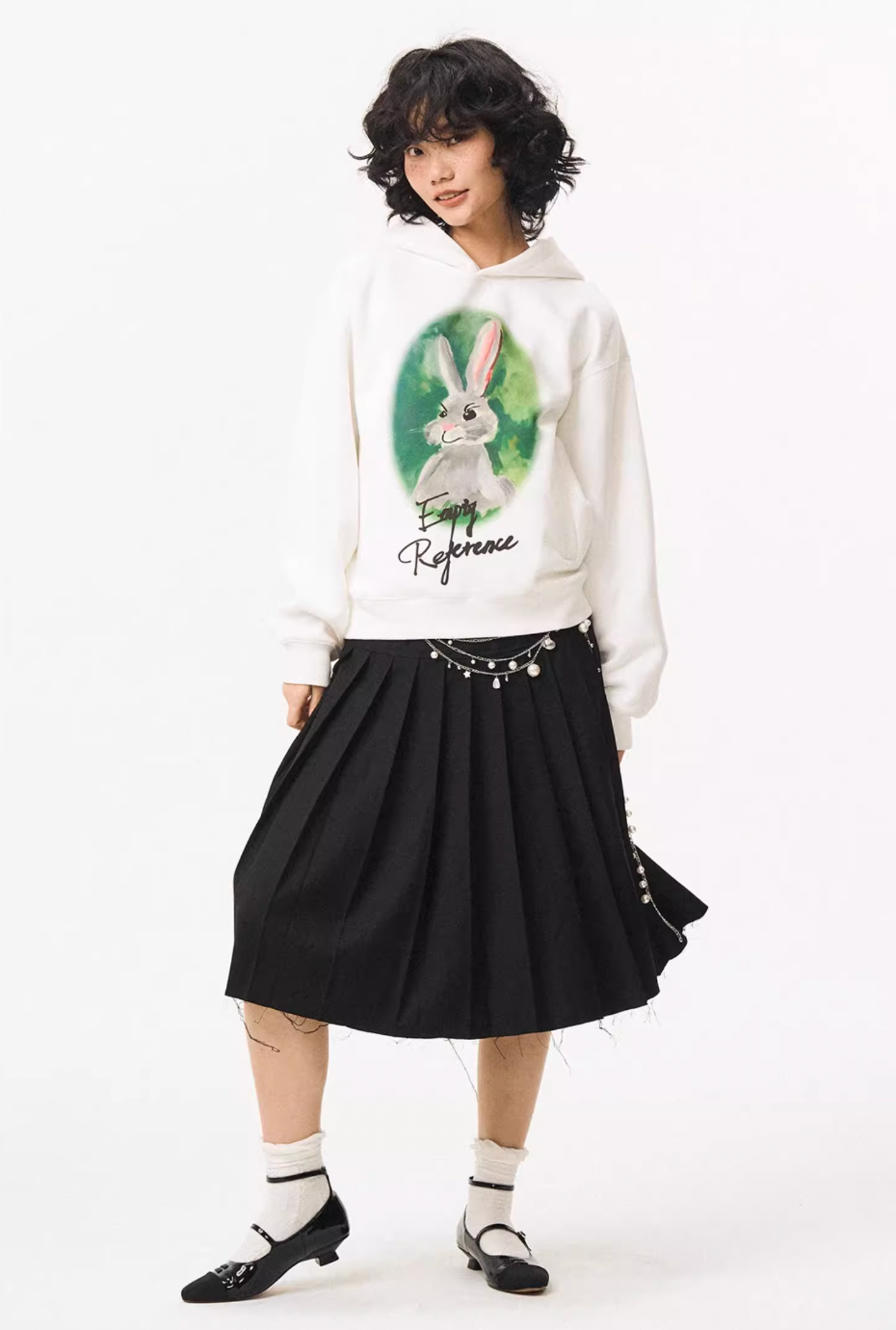 EMPTY REFERENCE Watercolor Rabbit Print Hoodie