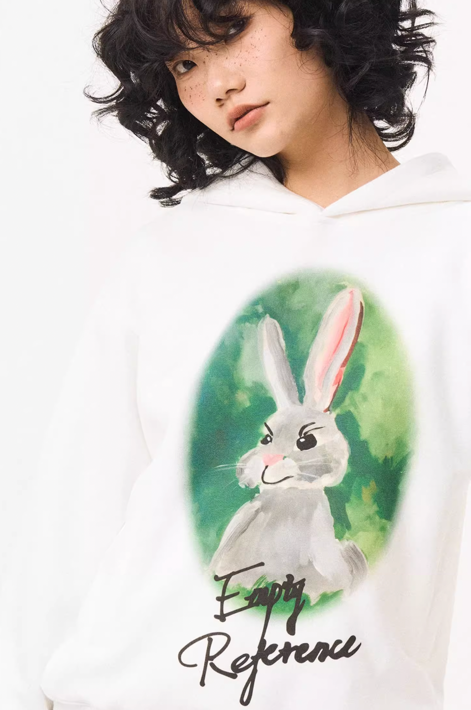 EMPTY REFERENCE Watercolor Rabbit Print Hoodie