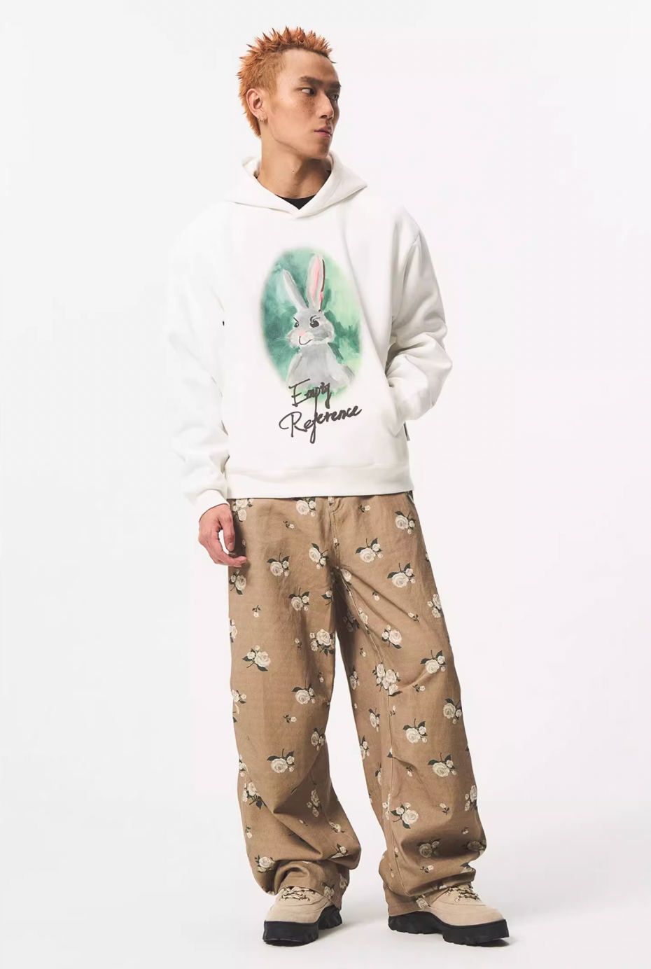 EMPTY REFERENCE Watercolor Rabbit Print Hoodie