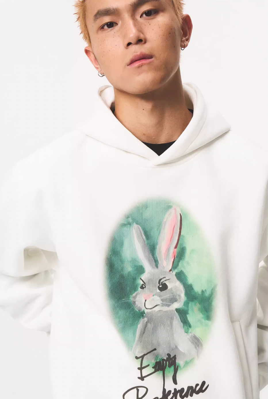 EMPTY REFERENCE Watercolor Rabbit Print Hoodie