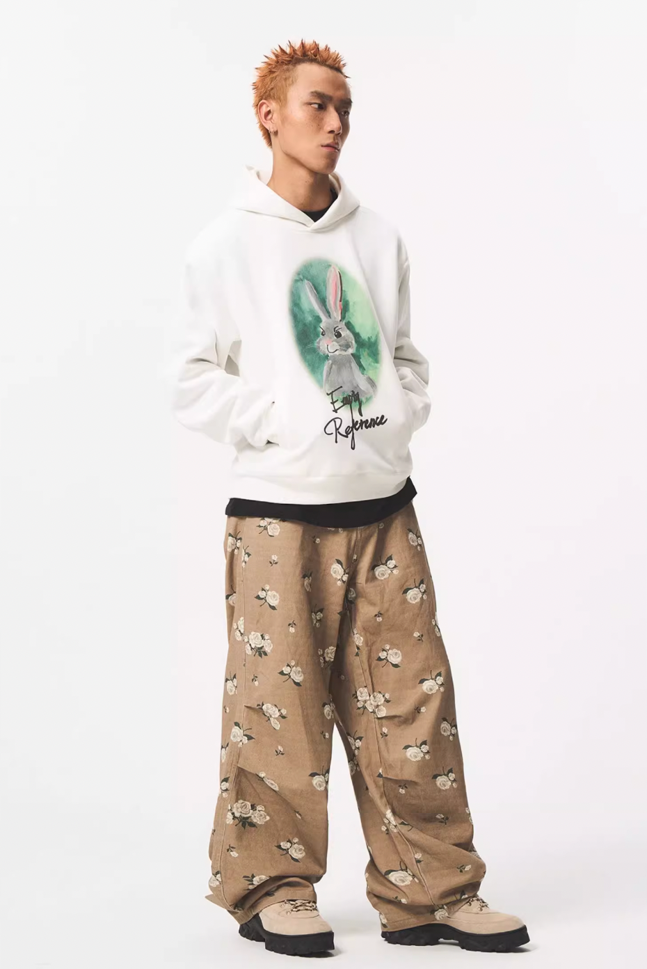 EMPTY REFERENCE Watercolor Rabbit Print Hoodie