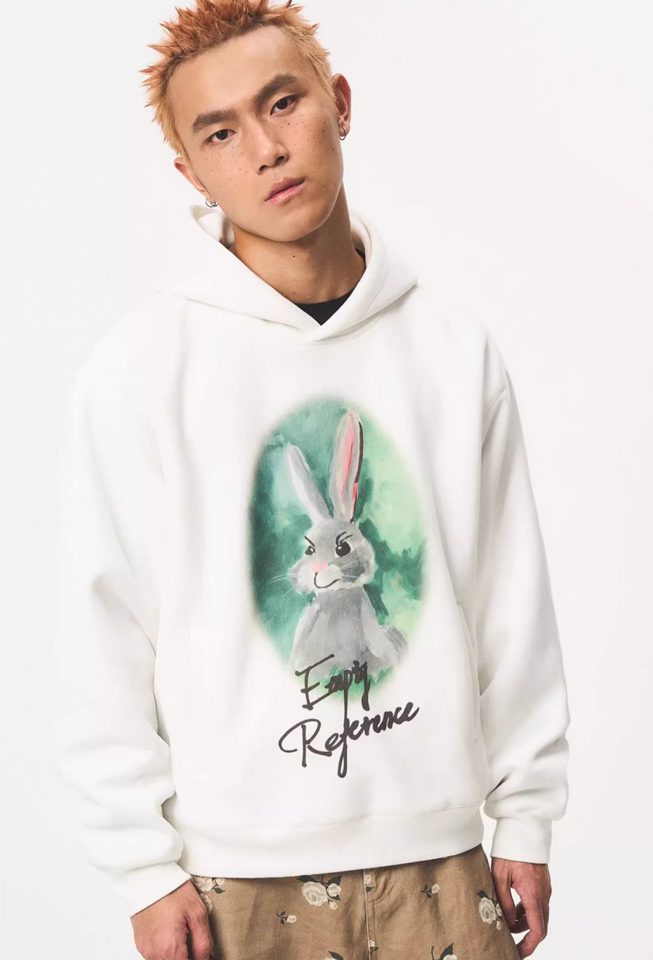 EMPTY REFERENCE Watercolor Rabbit Print Hoodie