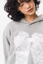 EMPTY REFERENCE Lace Bow Printed Hoodie