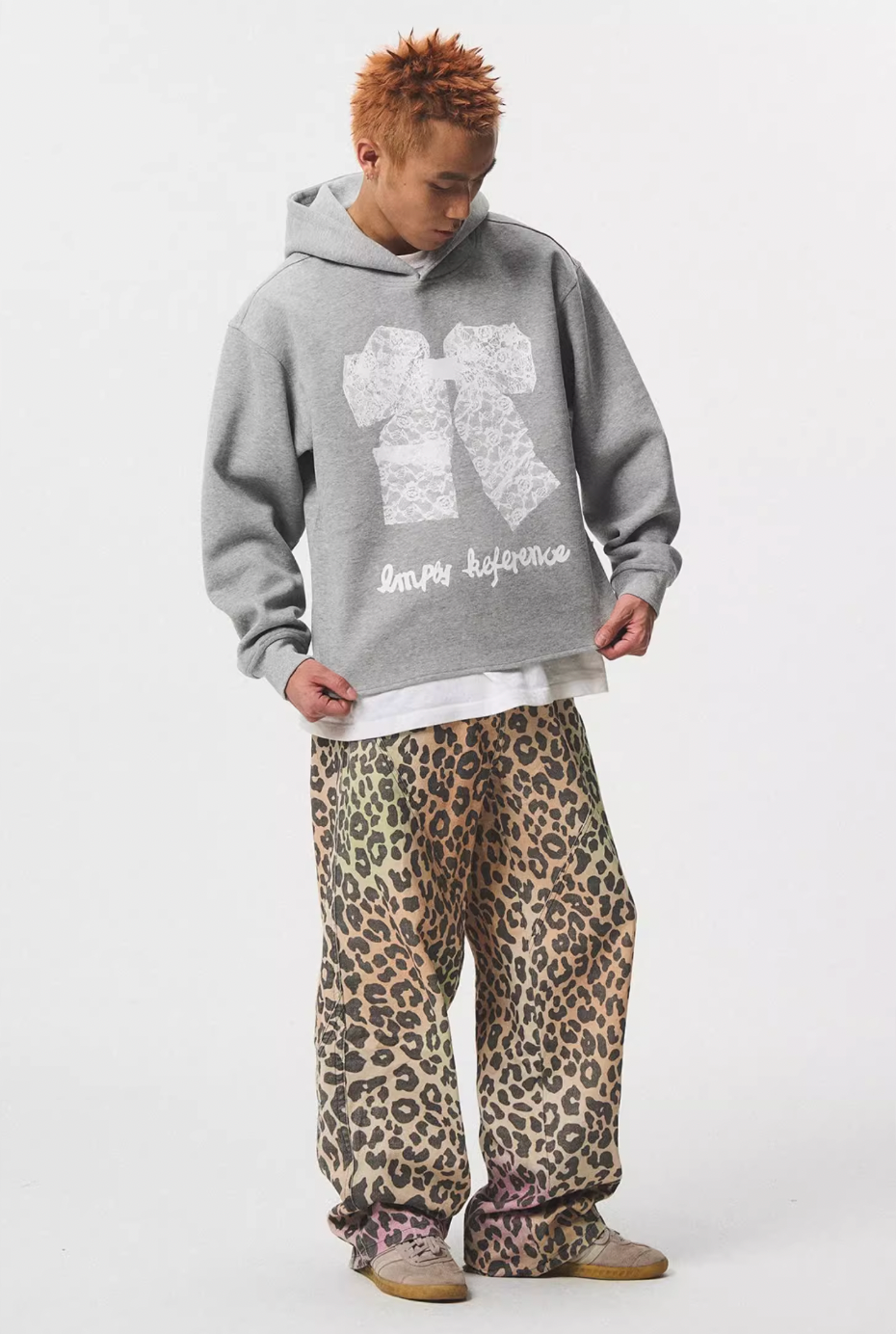 EMPTY REFERENCE Lace Bow Printed Hoodie