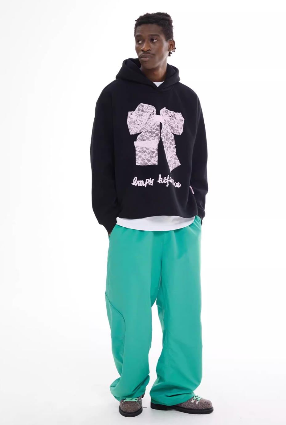 EMPTY REFERENCE Lace Bow Printed Hoodie