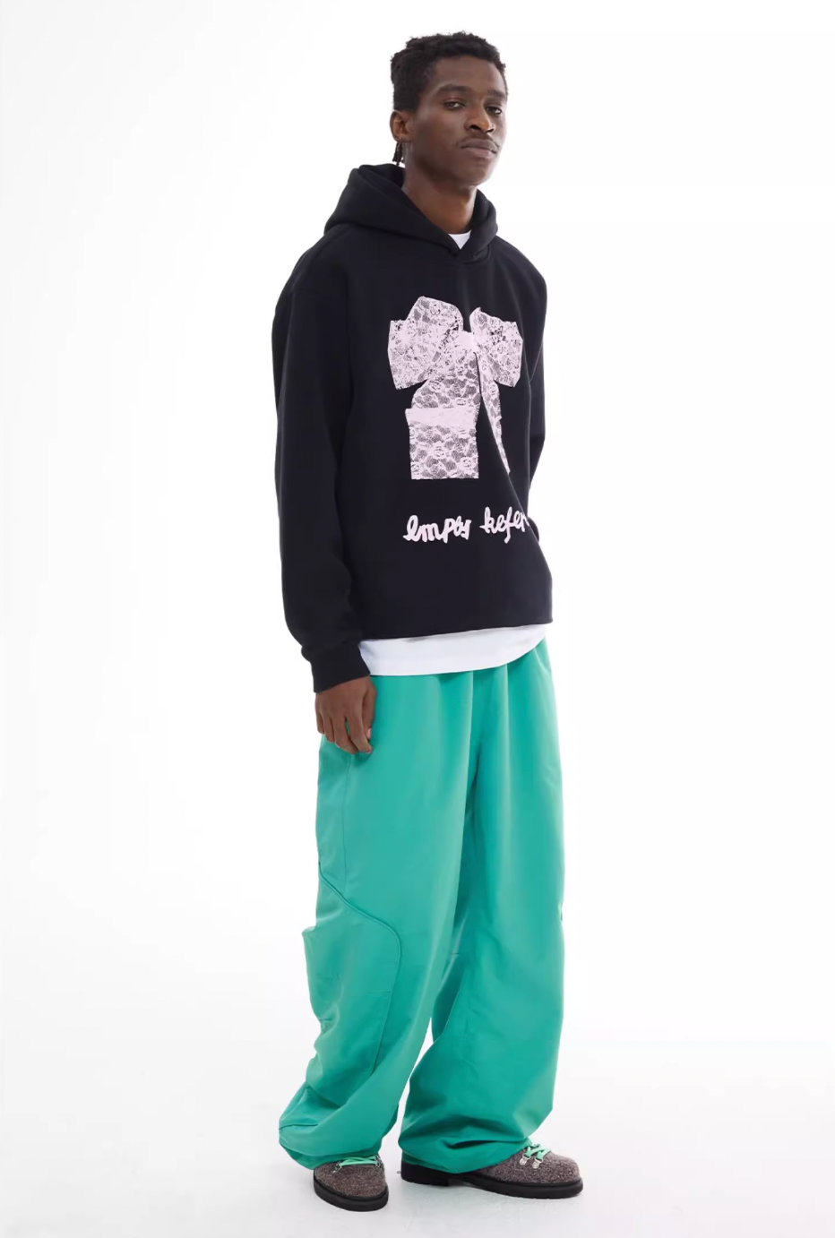 EMPTY REFERENCE Lace Bow Printed Hoodie