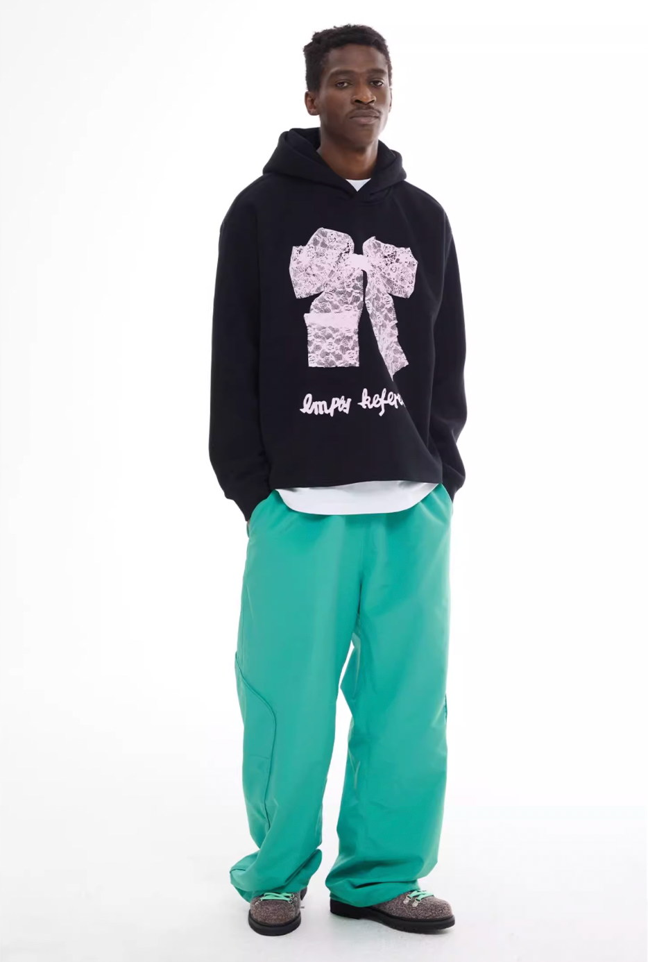 EMPTY REFERENCE Lace Bow Printed Hoodie