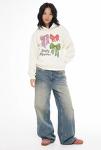 EMPTY REFERENCE Lace Bow Hand Painted Hoodie