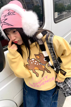 EMPTY REFERENCE Speckled Fawn Letter Print Hoodie
