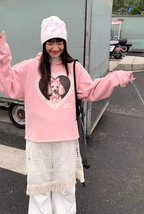 EMPTY REFERENCE Lace Heart Puppy Print Hoodie