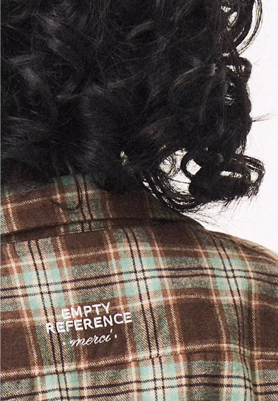 EMPTY REFERENCE Roman Column Print Plaid Long Sleeve Shirt