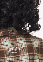 EMPTY REFERENCE Roman Column Print Plaid Long Sleeve Shirt