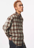 EMPTY REFERENCE Roman Column Print Plaid Long Sleeve Shirt