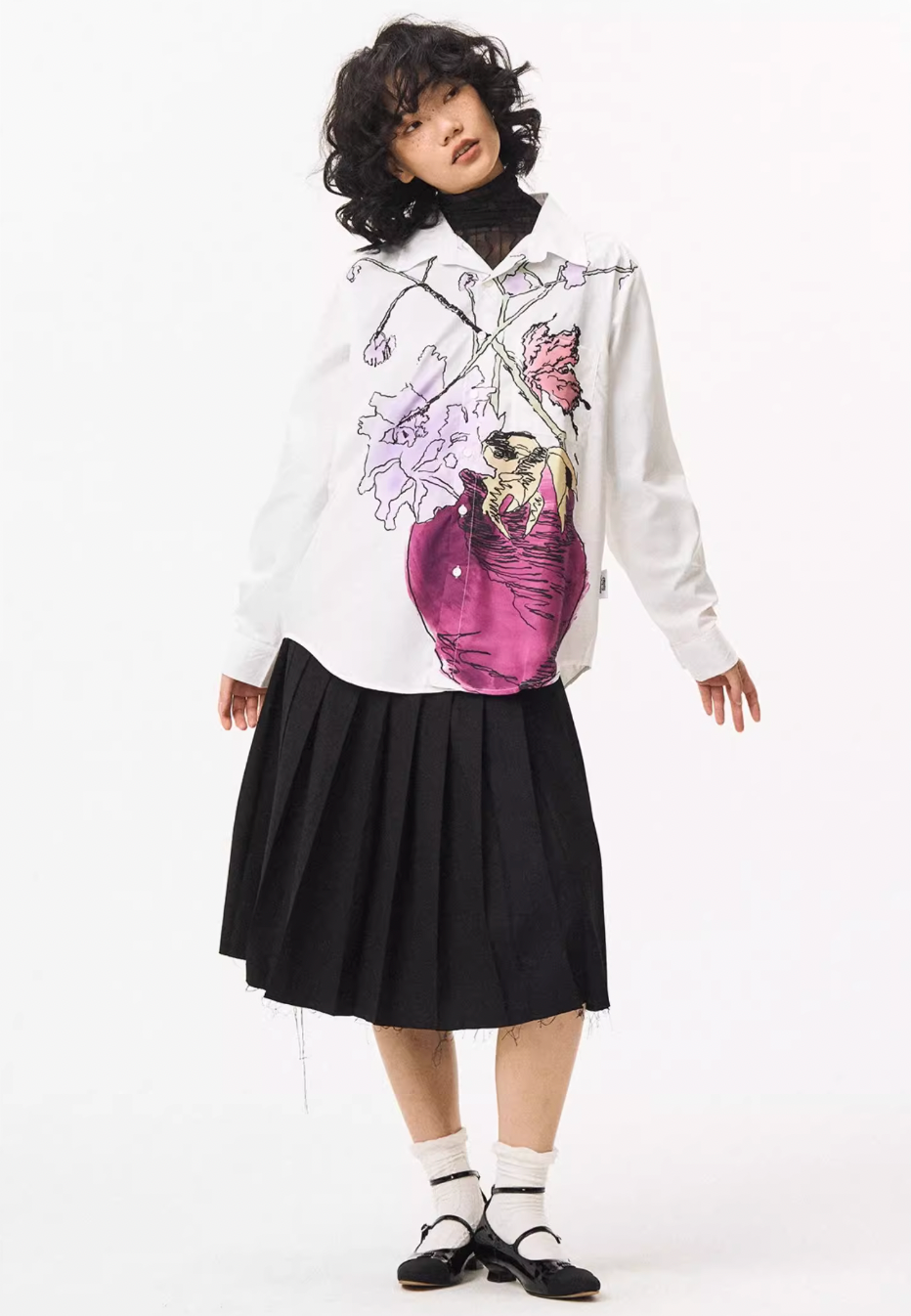 EMPTY REFERENCE Hand Painted Watercolor Vase Long Sleeve Shirt