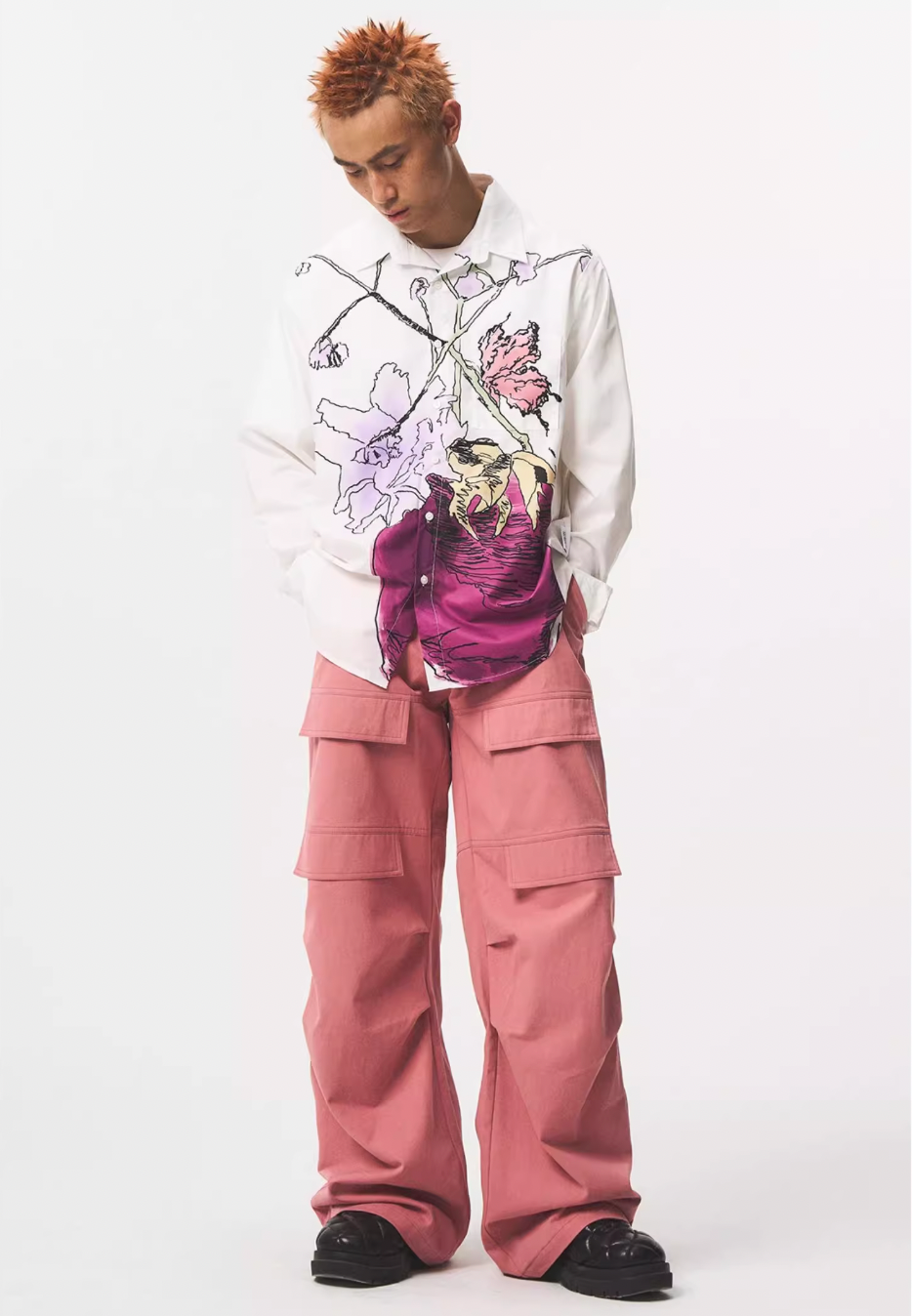 EMPTY REFERENCE Hand Painted Watercolor Vase Long Sleeve Shirt