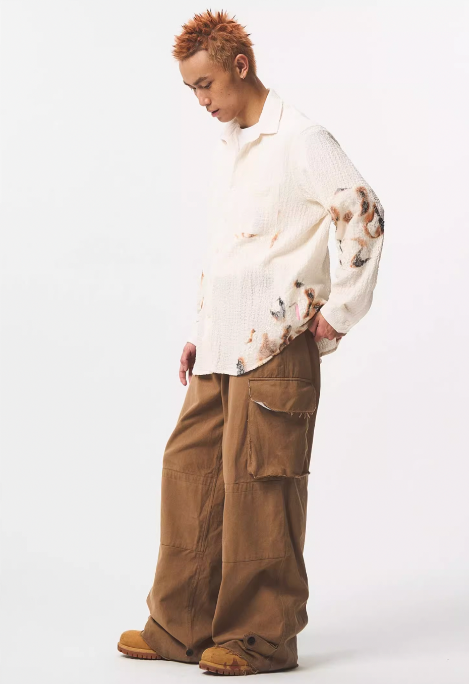 EMPTY REFERENCE Burnt Flower Lace Long Sleeve Shirt