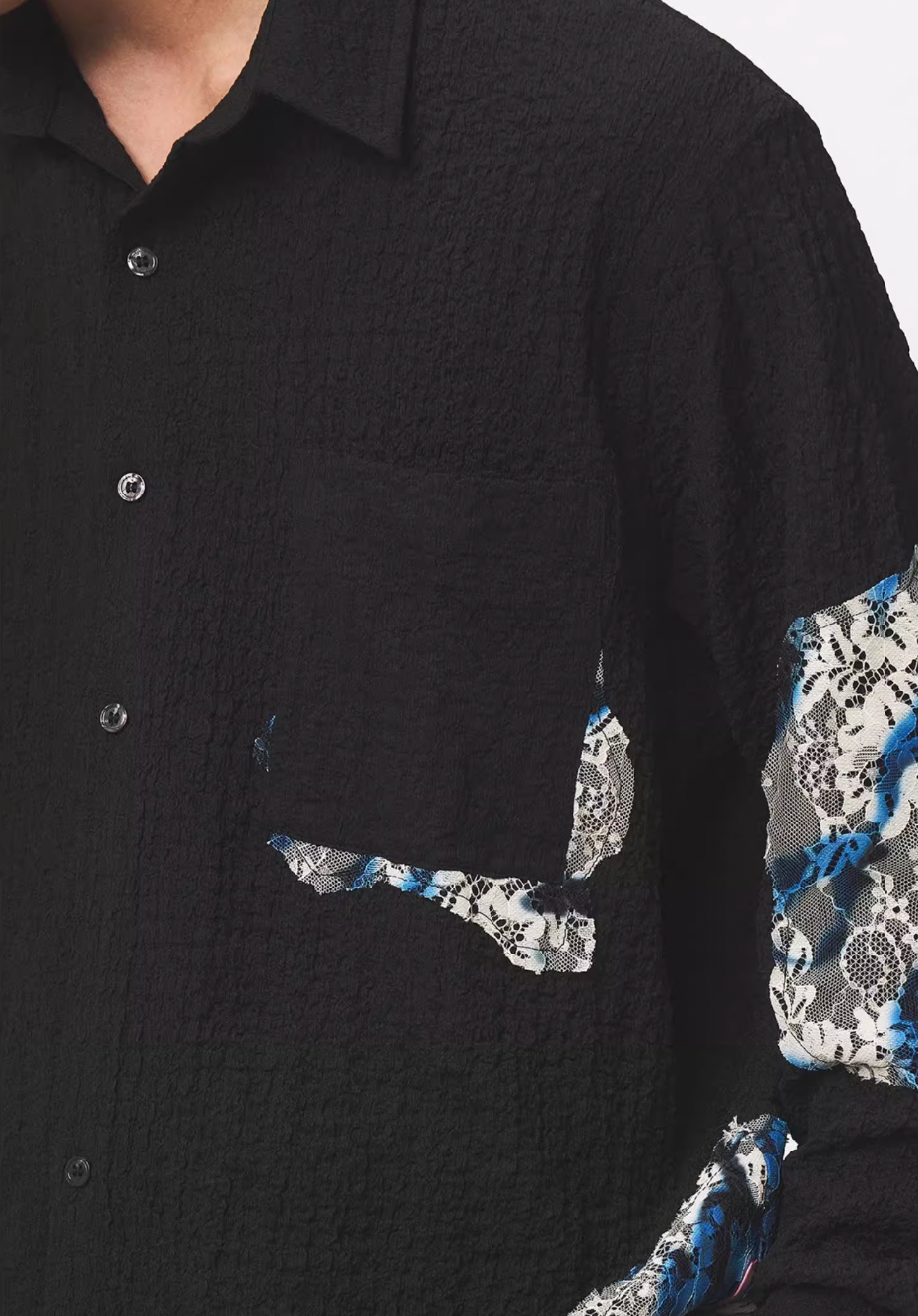 EMPTY REFERENCE Burnt Flower Lace Long Sleeve Shirt