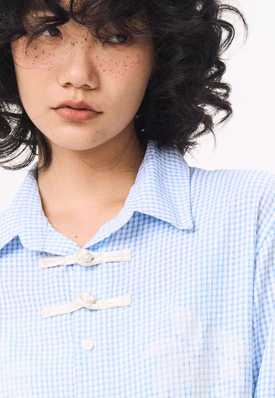 EMPTY REFERENCE Printed Blue Plaid Long Sleeve Shirt