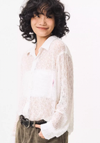 EMPTY REFERENCE Lace Patchwork Long Sleeve Shirt