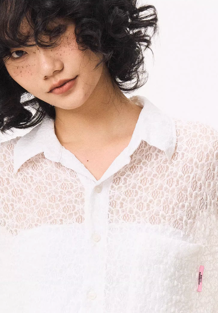 EMPTY REFERENCE Lace Patchwork Long Sleeve Shirt