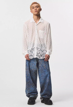 EMPTY REFERENCE Lace Patchwork Long Sleeve Shirt