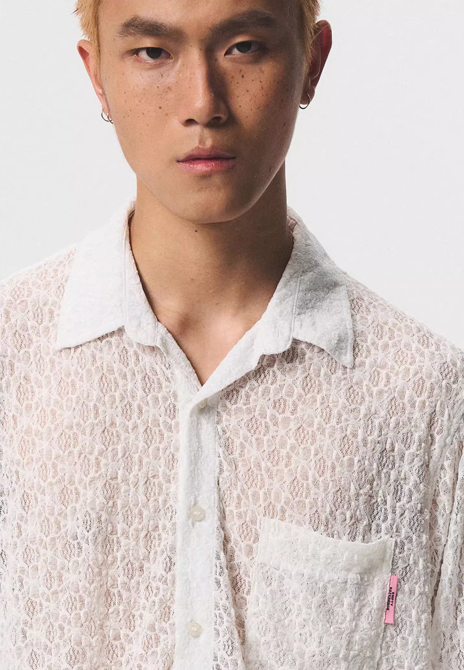 EMPTY REFERENCE Lace Patchwork Long Sleeve Shirt