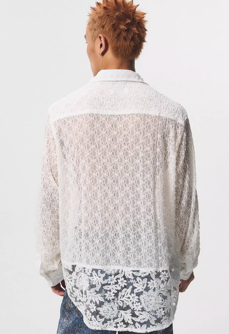EMPTY REFERENCE Lace Patchwork Long Sleeve Shirt