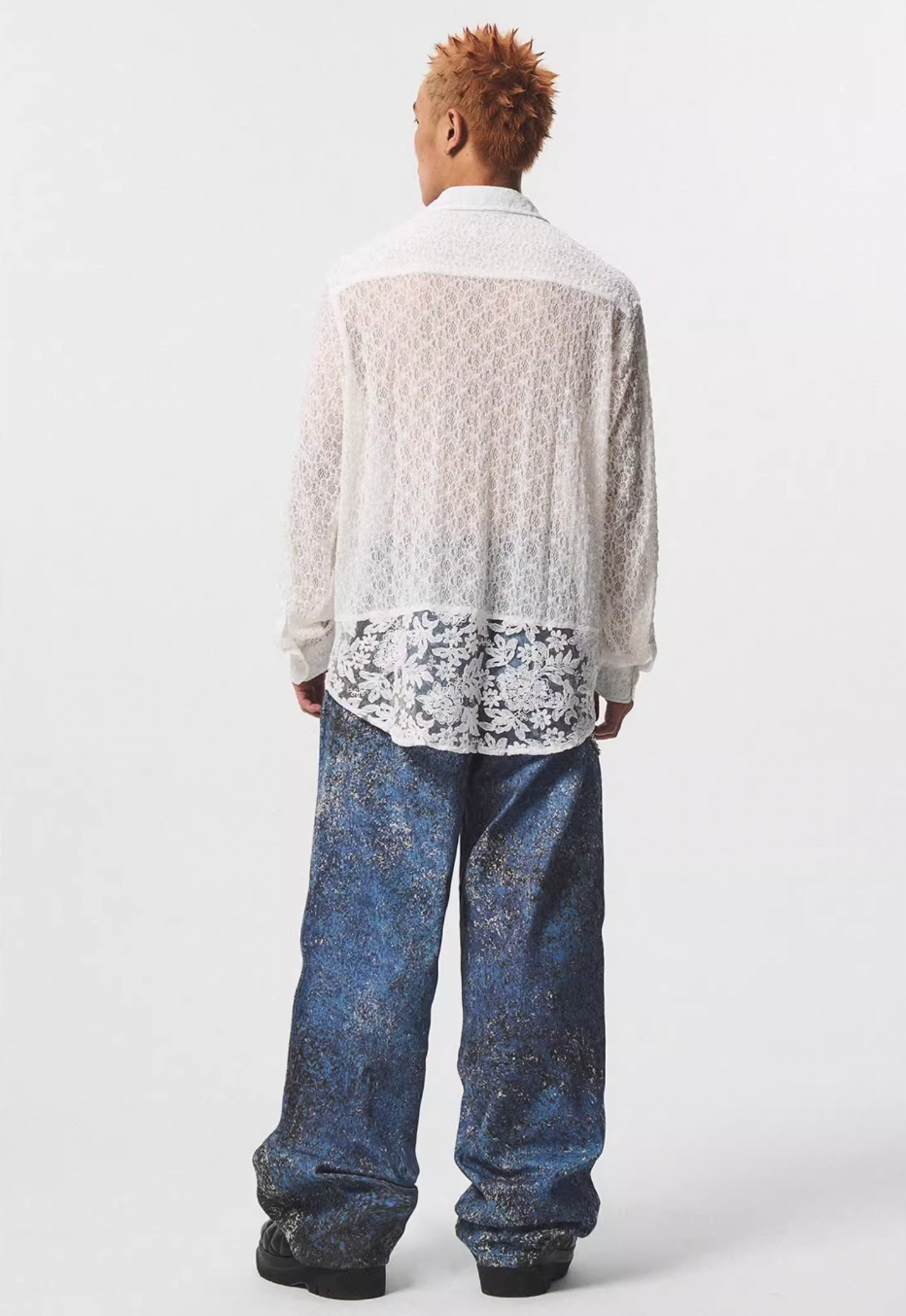 EMPTY REFERENCE Lace Patchwork Long Sleeve Shirt