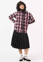 EMPTY REFERENCE Lace Plaid Pink Long Sleeve Shirt