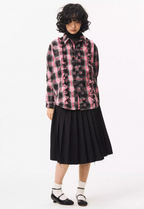 EMPTY REFERENCE Lace Plaid Pink Long Sleeve Shirt