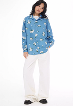 EMPTY REFERENCE Rose Print Blue Long Sleeve Shirt