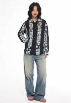 EMPTY REFERENCE Plaid Lace Patchwork Long Sleeve Shirt