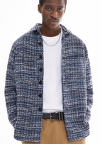 EMPTY REFERENCE Tweed Plaid Blue Long Sleeve Shirt