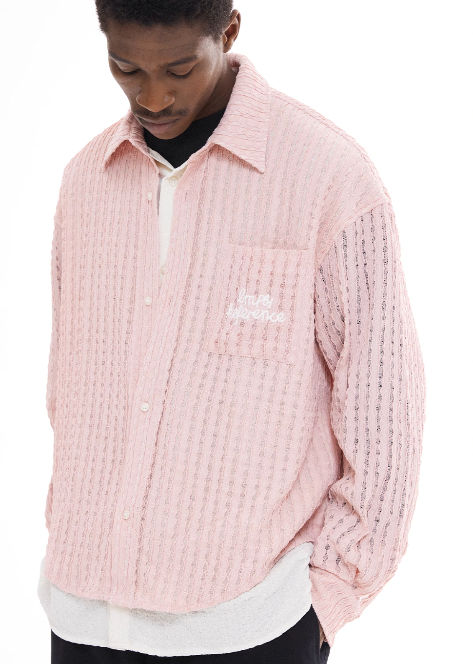 EMPTY REFERENCE Pink Faux Two Piece Long Sleeve Shirt