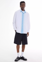EMPTY REFERENCE White Blue Stripe Gradient Long Sleeve Shirt