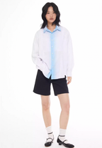 EMPTY REFERENCE White Blue Stripe Gradient Long Sleeve Shirt