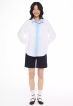 EMPTY REFERENCE White Blue Stripe Gradient Long Sleeve Shirt