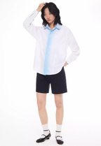 EMPTY REFERENCE White Blue Stripe Gradient Long Sleeve Shirt