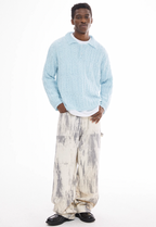 EMPTY REFERENCE Cutout Polo Knit Sweater