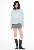 EMPTY REFERENCE Cutout Polo Knit Sweater